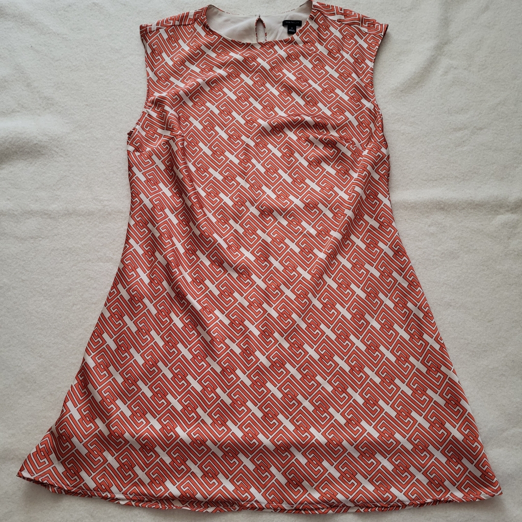 Nwt Silk Top Women's Size 12 Sleevless Orange Geometric Lined Bias Cut